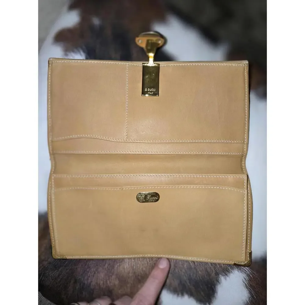 Rare Vintage Gucci Leather Trifold Wallet Envelope Design - Picture 2 of 12